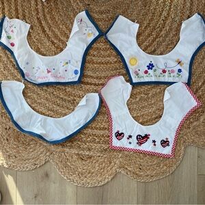Set of 4 vintage Children's Designs  Embroidered interchangeable Cotton Collars